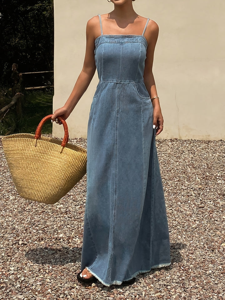 Vintage Acid Wash Denim Maxi Cami Dress