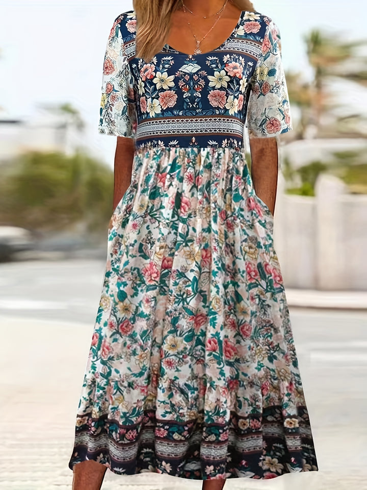 Women's Plus Colorblock Floral Print