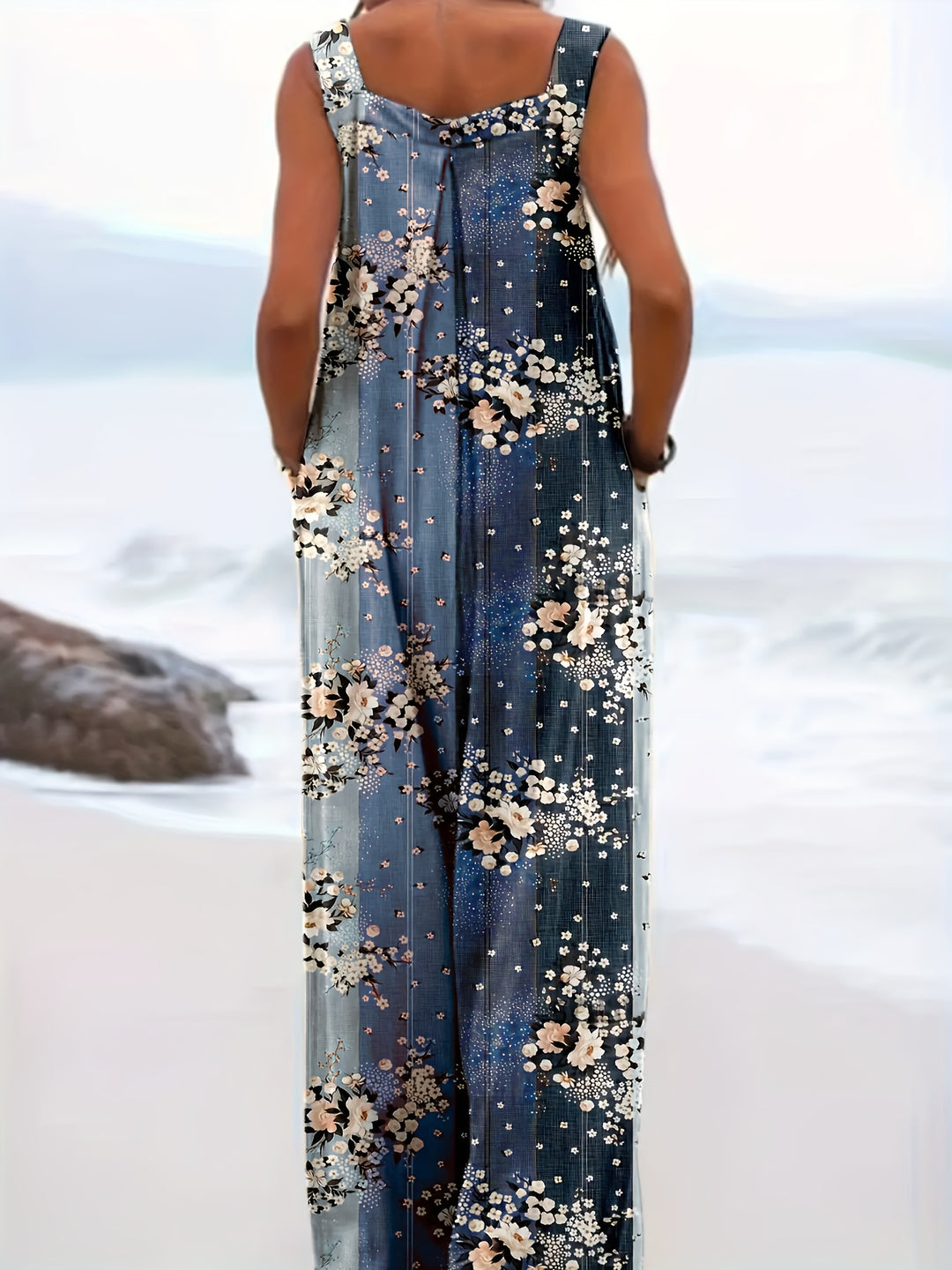 Plus Size Floral Print Overalls