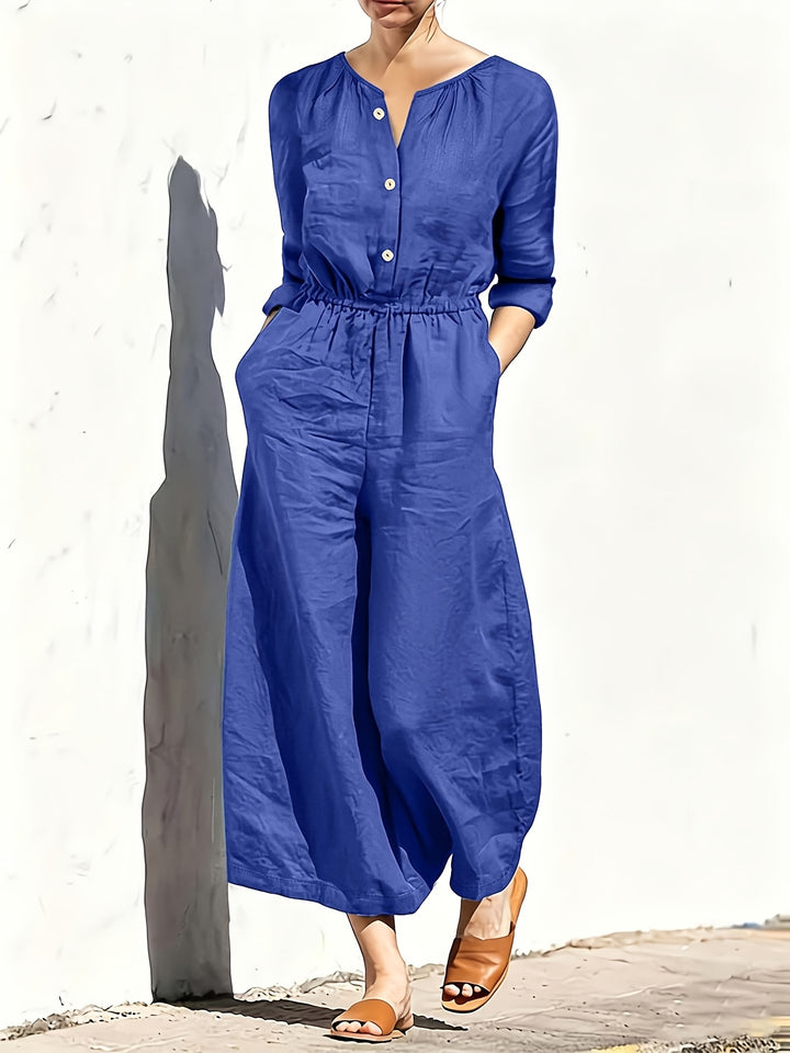 Women's Casual Button Detail Pocket Jumpsuit