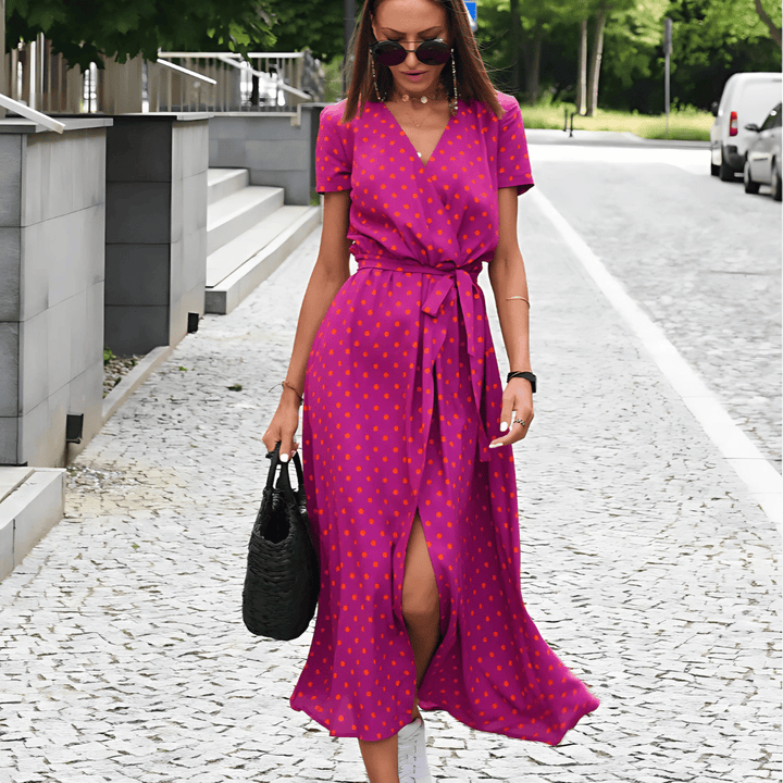 Ladies' Dress with Split Hem and Lace Closure