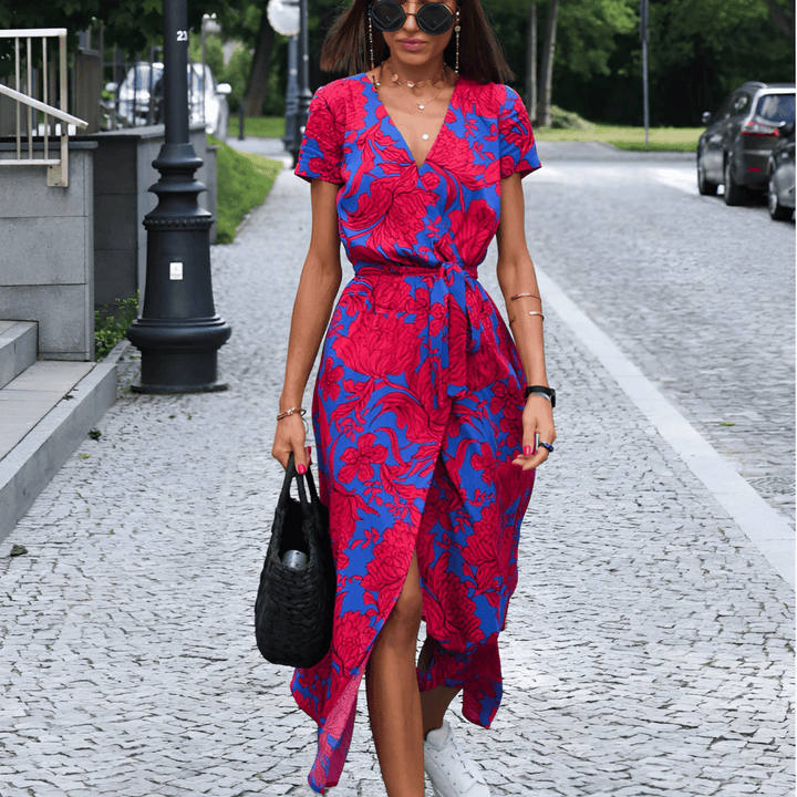 Ladies' Dress with Split Hem and Lace Closure
