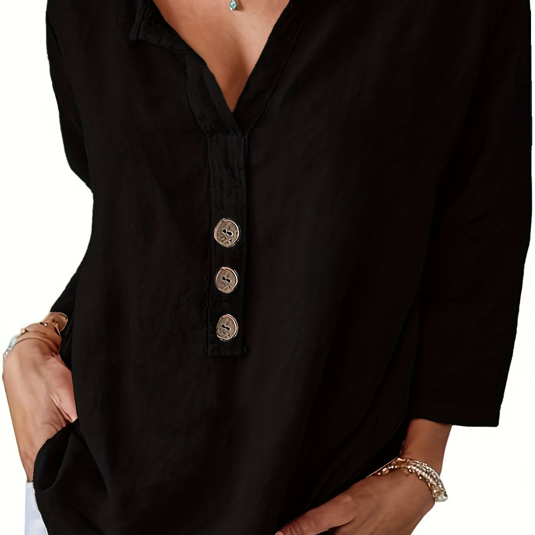 Danny | Oversized V-Neck Loose Blouse