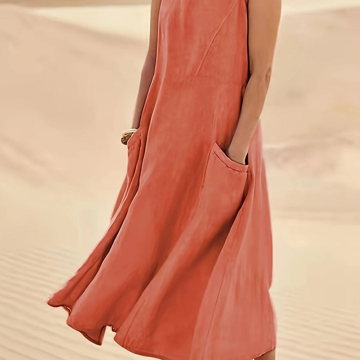 Women's Casual Sleeveless - A-Line Dress with Pockets