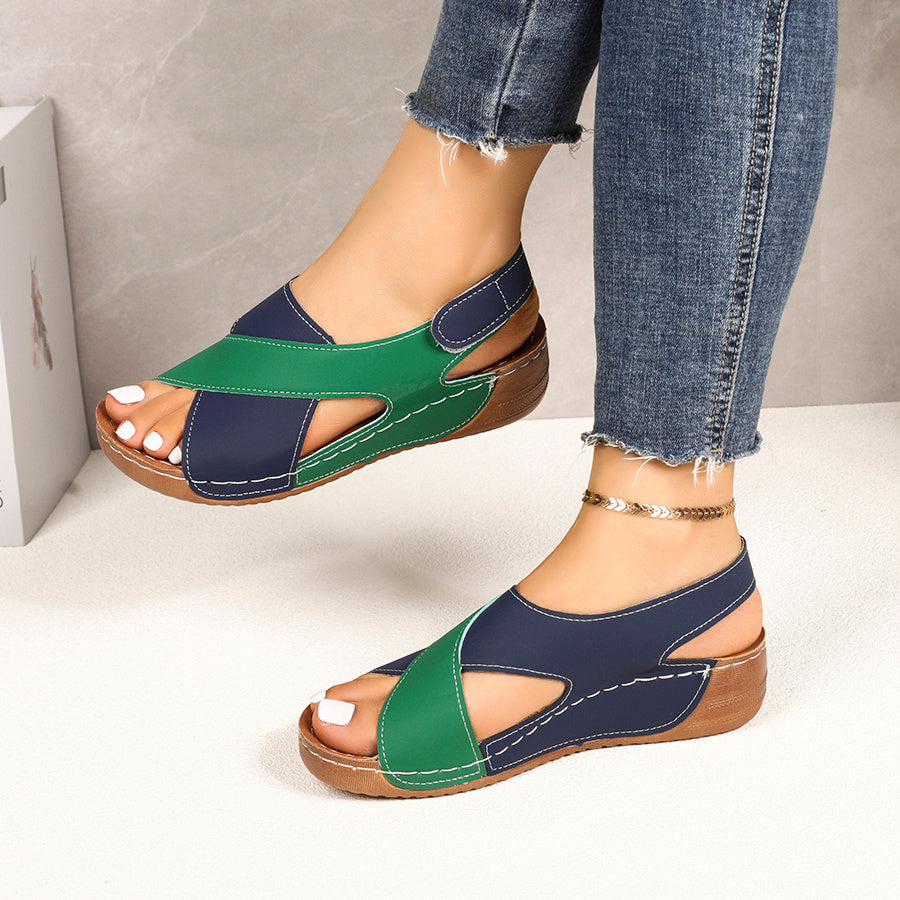 Color Block Thick-Soled Open-Toe Summer Sandals