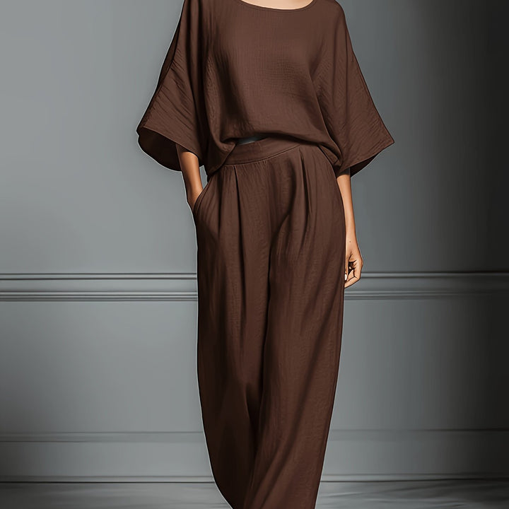 Women's Loose Shirt & Wide-Leg Pants Set
