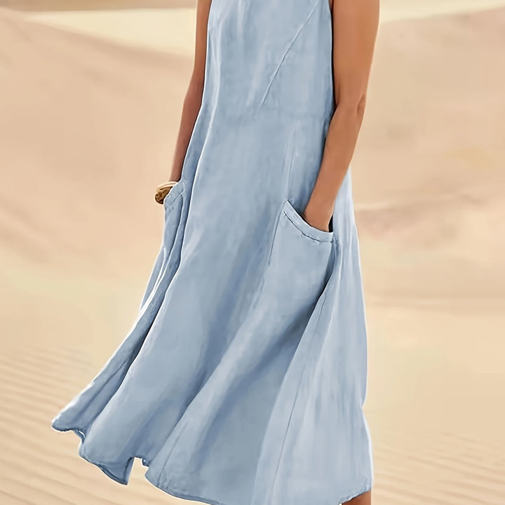 Women's Casual Sleeveless - A-Line Dress with Pockets