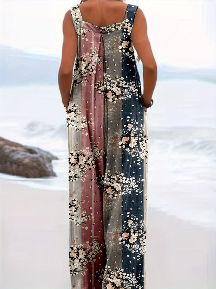 Plus Size Floral Print Overalls