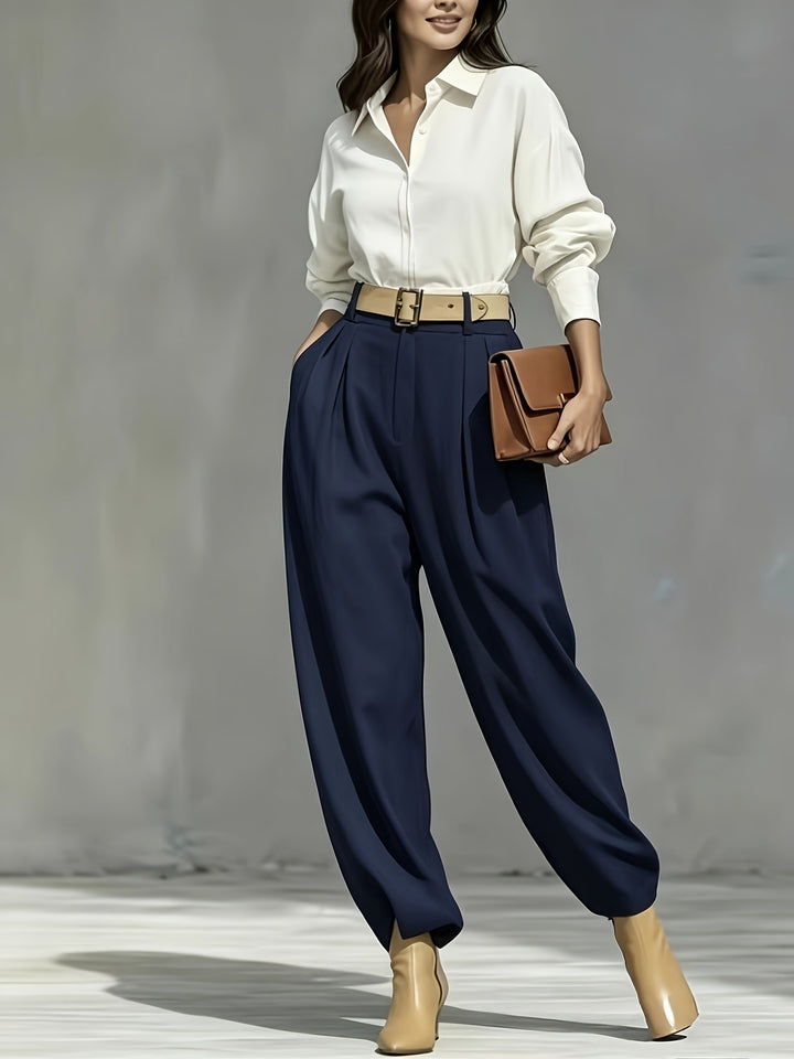 Women's High-Waist Drapey Casual Trousers