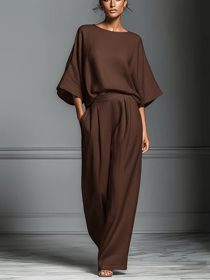 Women's Loose Shirt & Wide-Leg Pants Set