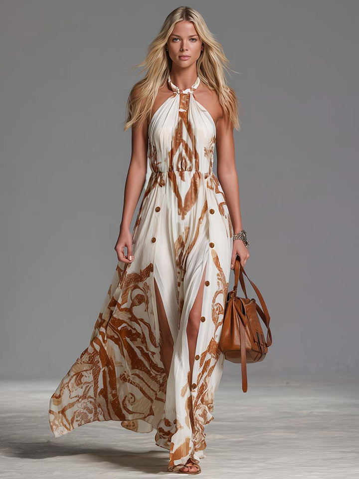 Vintage Bohemia Halter Neck | Maxi Dress