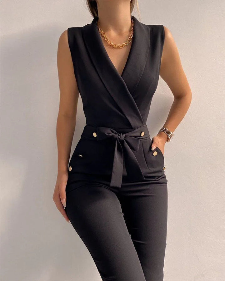 Sleeveless V-Neck Jumpsuit for Women