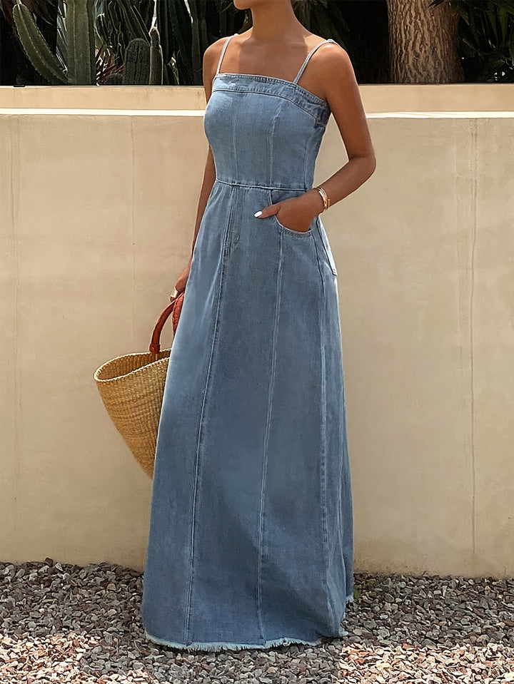 Vintage Acid Wash Denim Maxi Cami Dress