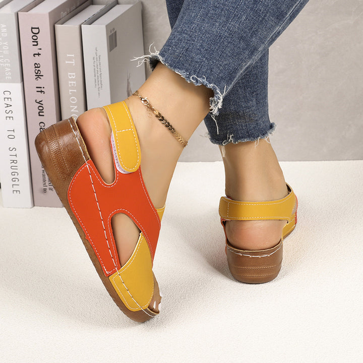 Color Block Thick-Soled Open-Toe Summer Sandals