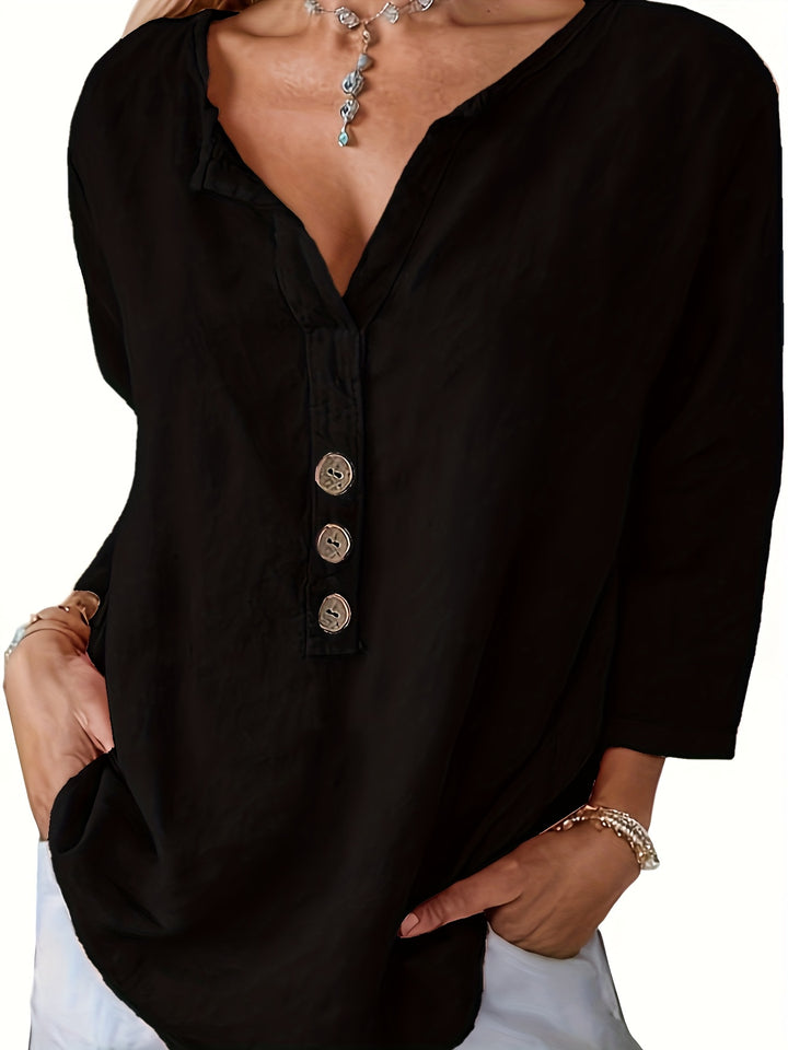 Danny | Oversized V-Neck Loose Blouse
