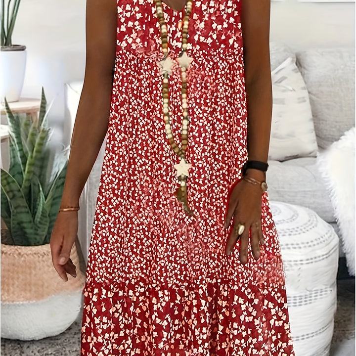 Summer New Directional Print V-Neck Sleeveless Dress