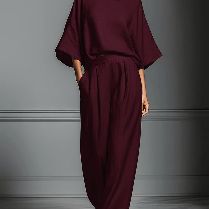 Women's Loose Shirt & Wide-Leg Pants Set