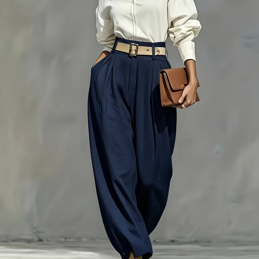Women's High-Waist Drapey Casual Trousers