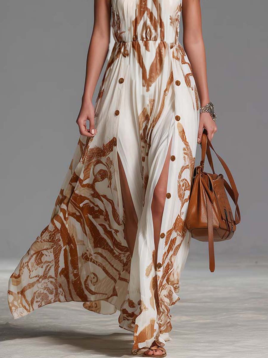 Vintage Bohemia Halter Neck | Maxi Dress