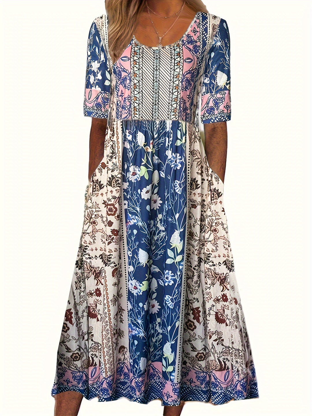 Women's Plus Colorblock Floral Print