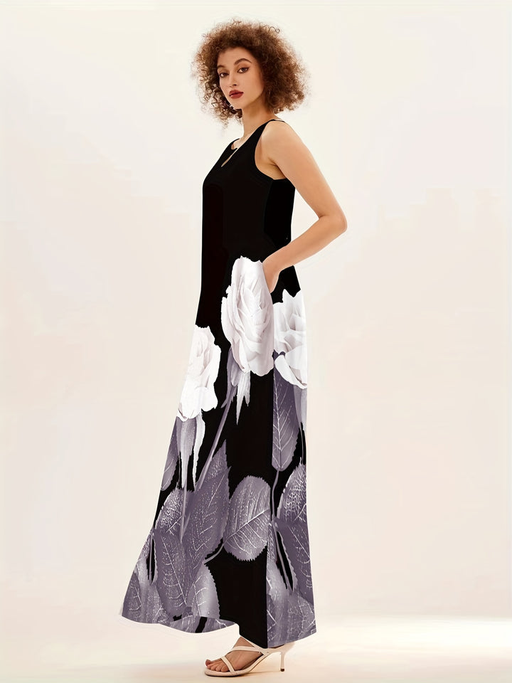 Notched Neck Sleeveless Casual Dress