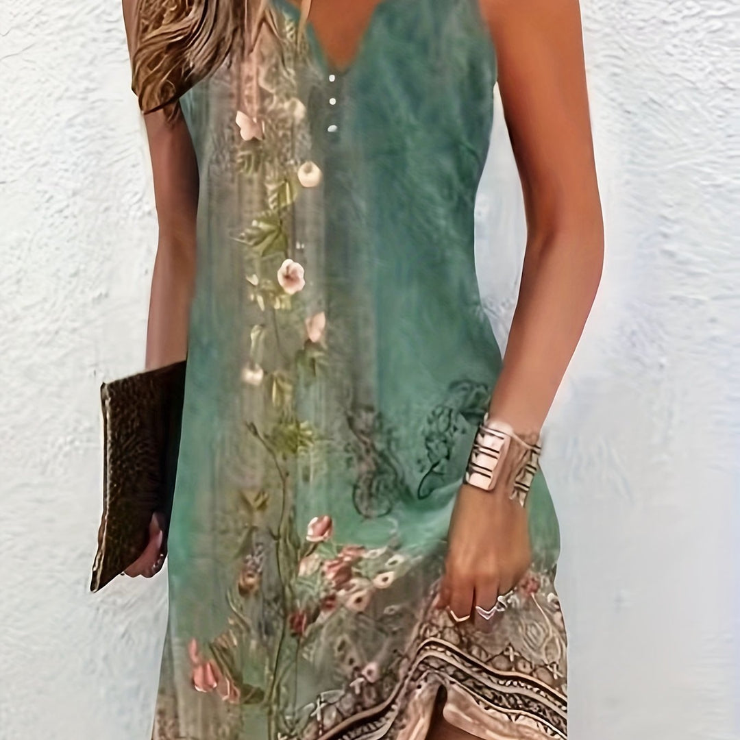 Women's Elegant Floral Print Maxi Dress