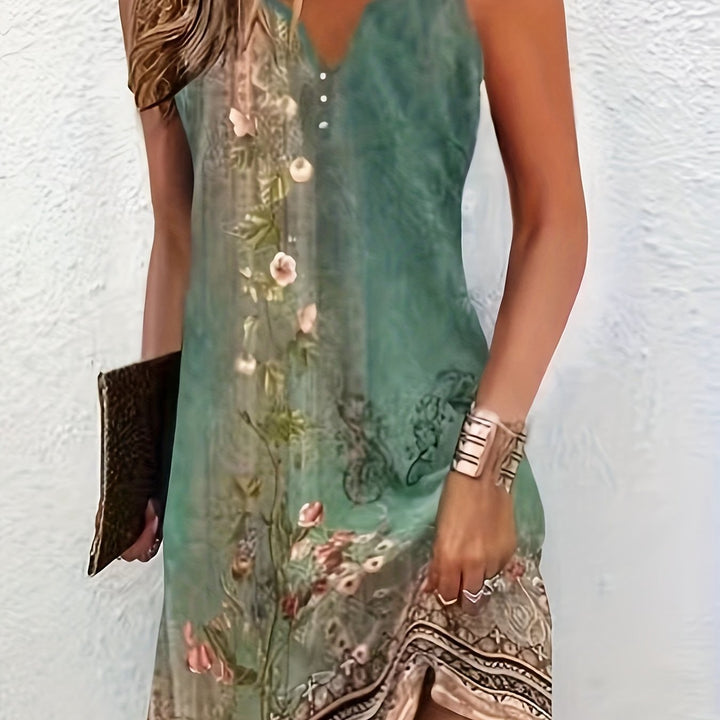 Women's Elegant Floral Print Maxi Dress