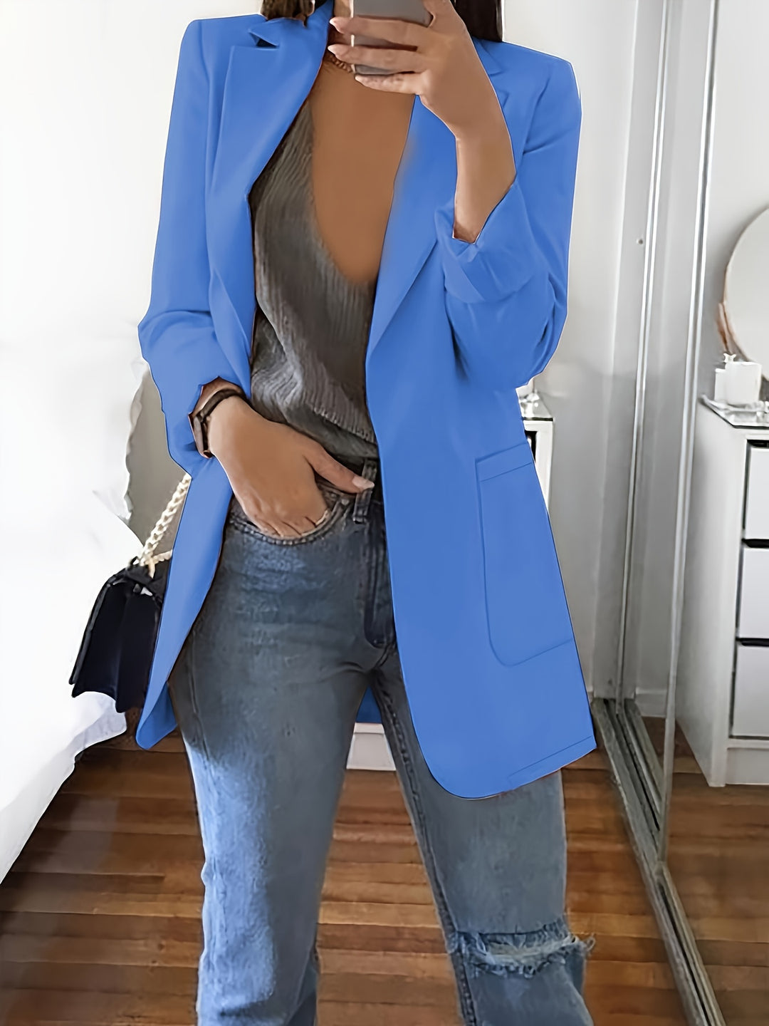 Women's Elegant Blazer - Structured H-Silhouette Jacket