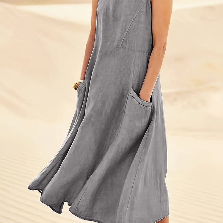 Women's Casual Sleeveless - A-Line Dress with Pockets
