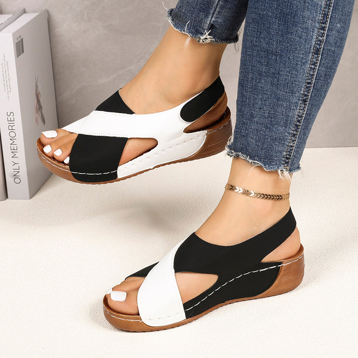 Color Block Thick-Soled Open-Toe Summer Sandals