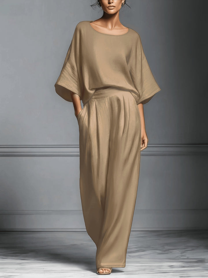 Women's Loose Shirt & Wide-Leg Pants Set