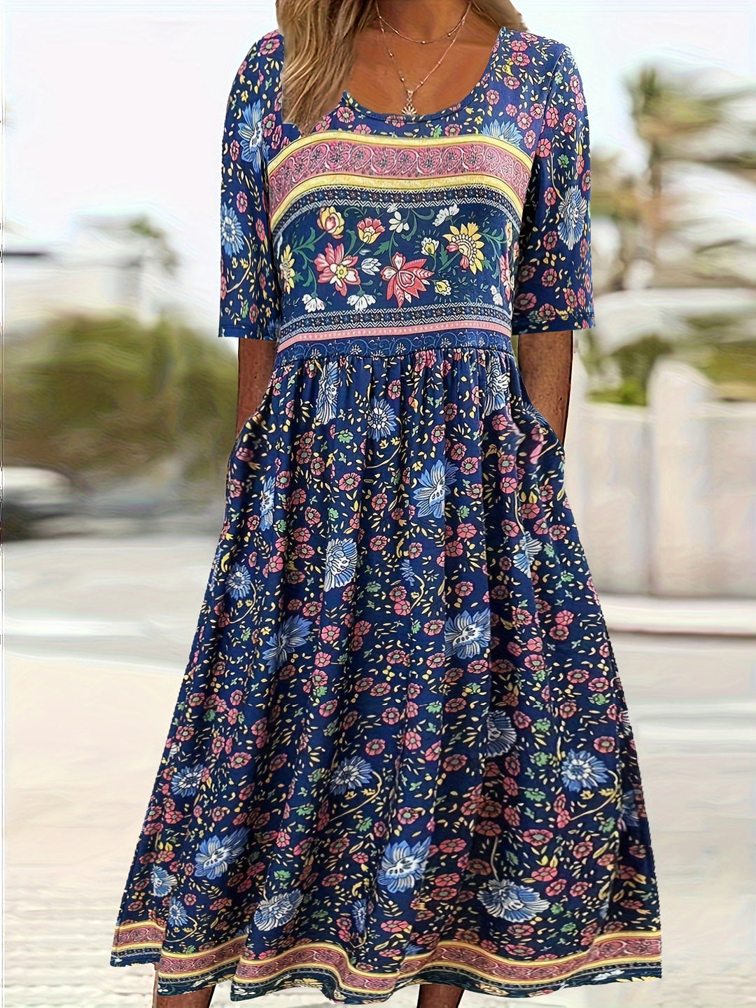 Women's Plus Colorblock Floral Print