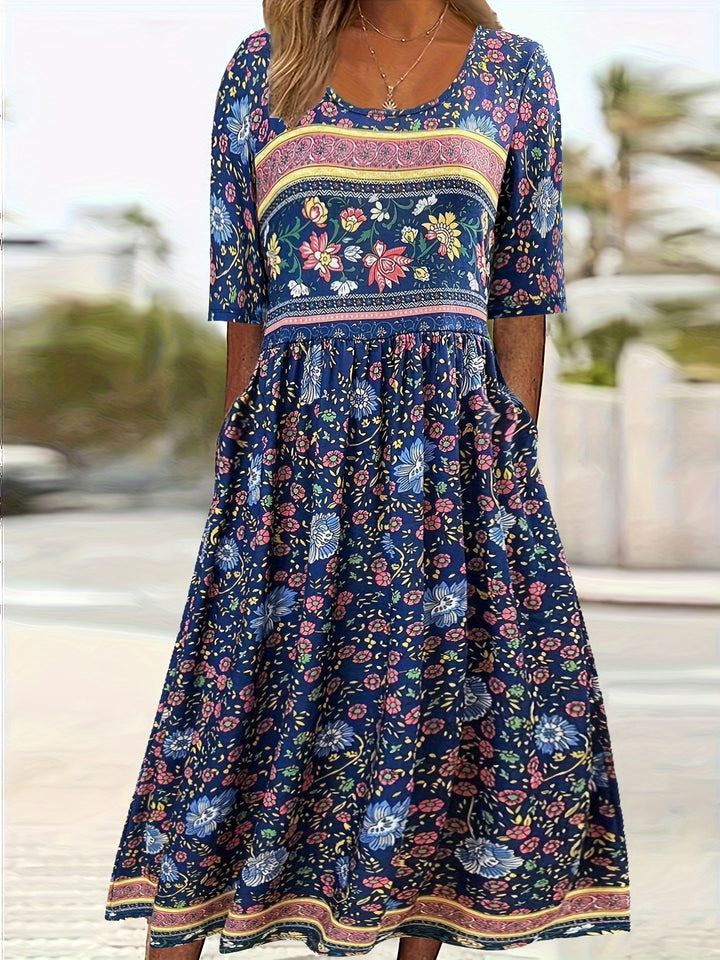 Women's Plus Colorblock Floral Print