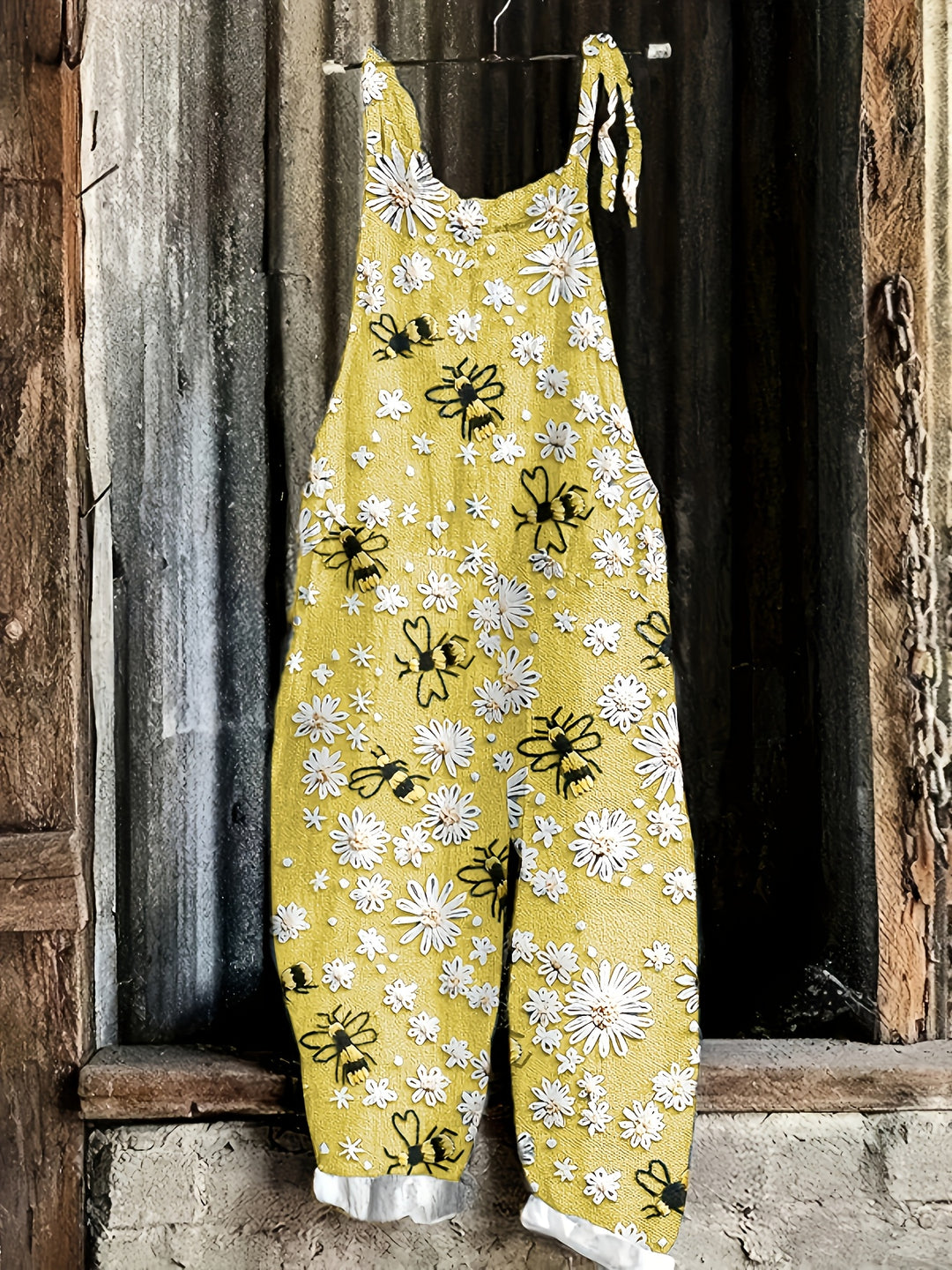 Vintage Style Suspender Jumpsuit Bee and Flower