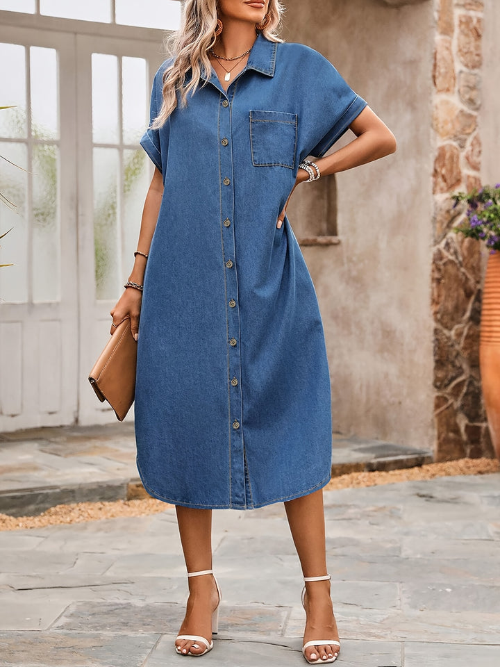 Plus Size Casual Button-Front Denim Dress