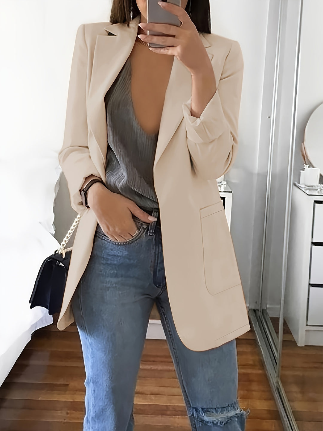 Women's Elegant Blazer - Structured H-Silhouette Jacket