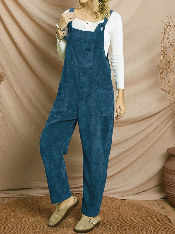 Women'S Loose-Fit Corduroy Overalls with Multiple Pockets