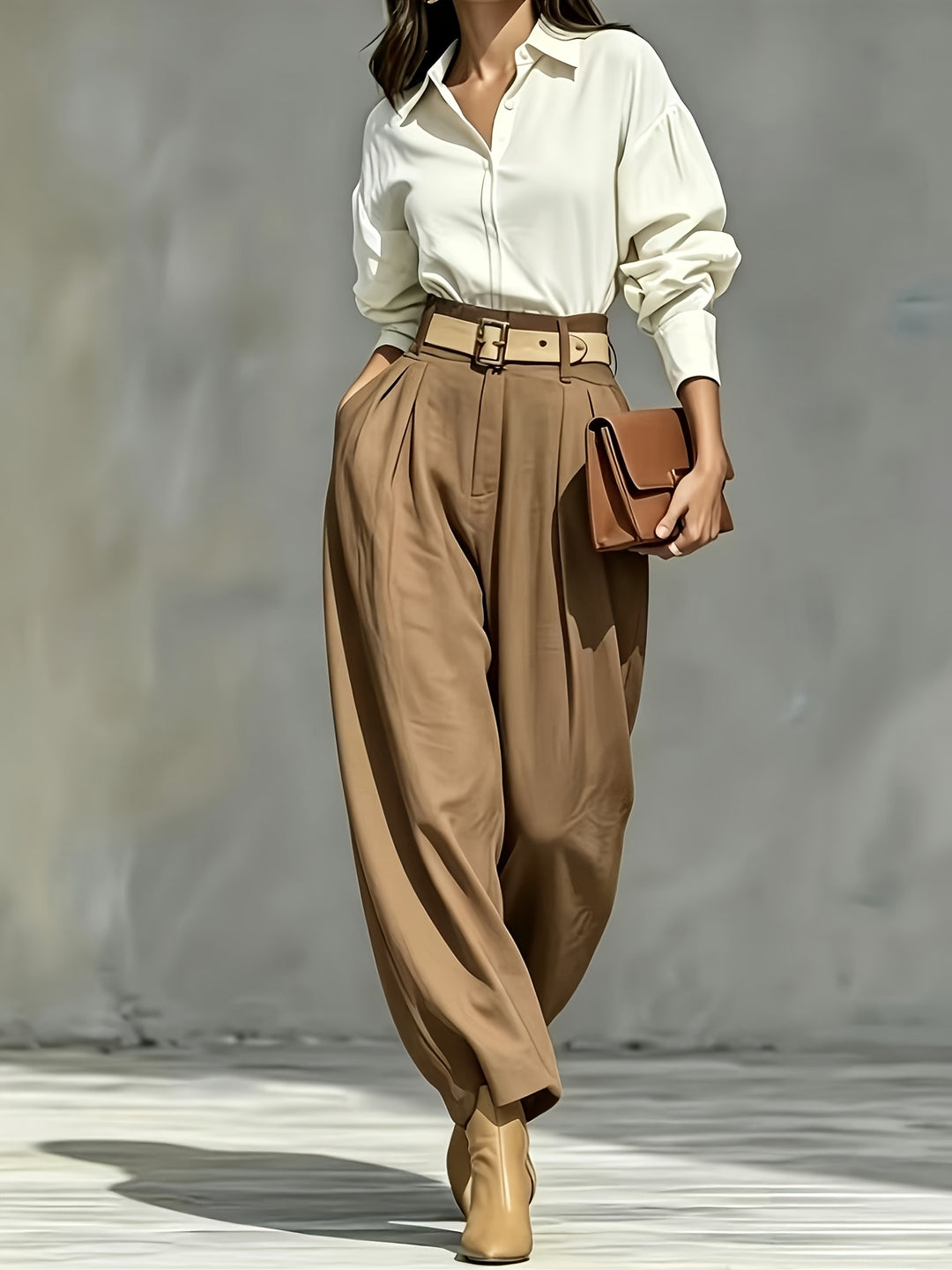 Women's High-Waist Drapey Casual Trousers