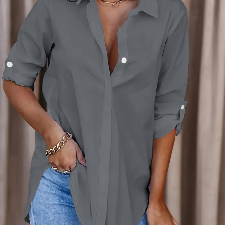 Queena | Button Front Collar Shirt