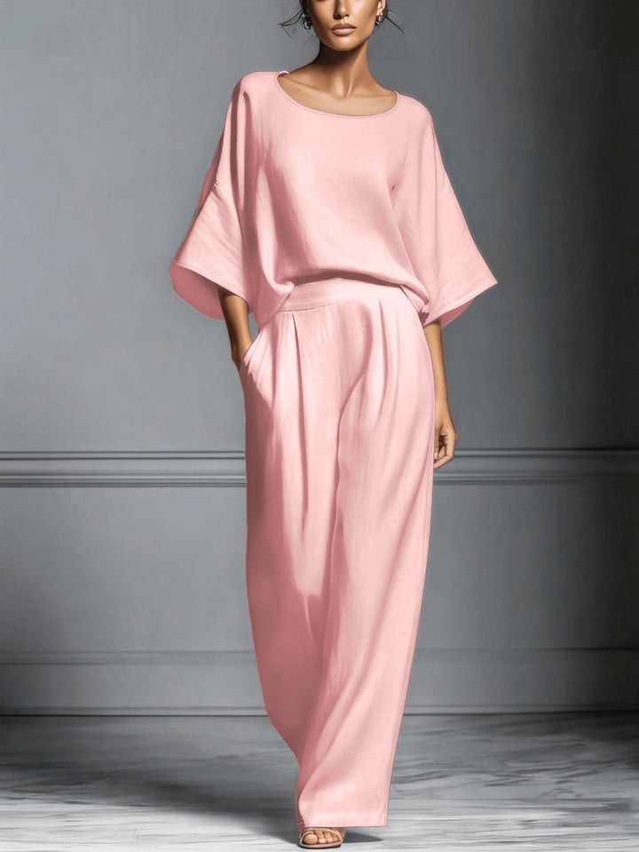 Women's Loose Shirt & Wide-Leg Pants Set