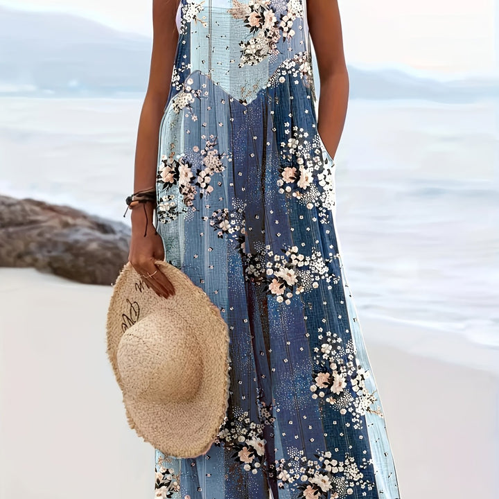 Plus Size Floral Print Overalls