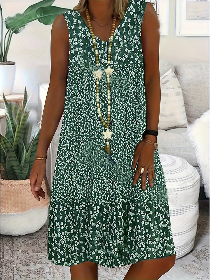 Summer New Directional Print V-Neck Sleeveless Dress