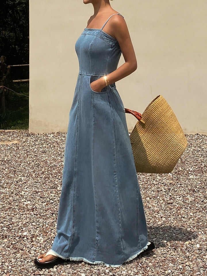 Vintage Acid Wash Denim Maxi Cami Dress