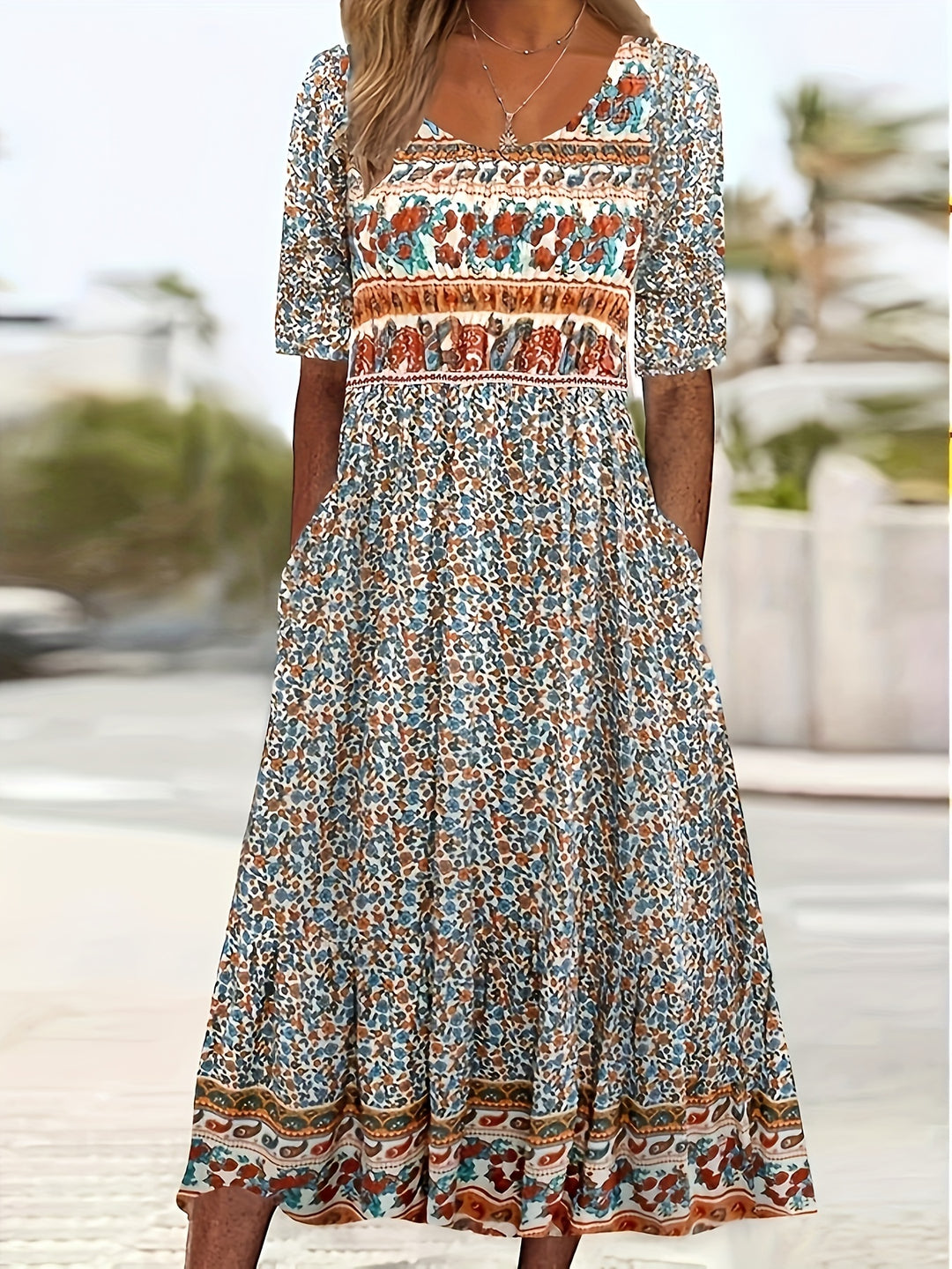 Women's Plus Colorblock Floral Print