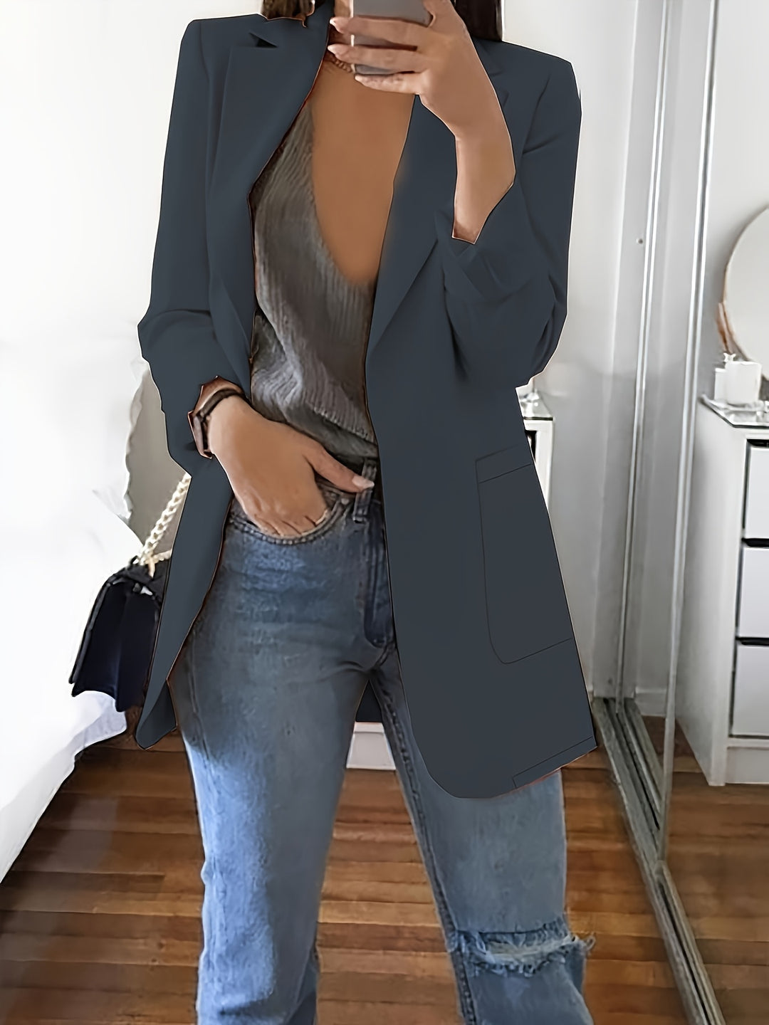 Women's Elegant Blazer - Structured H-Silhouette Jacket