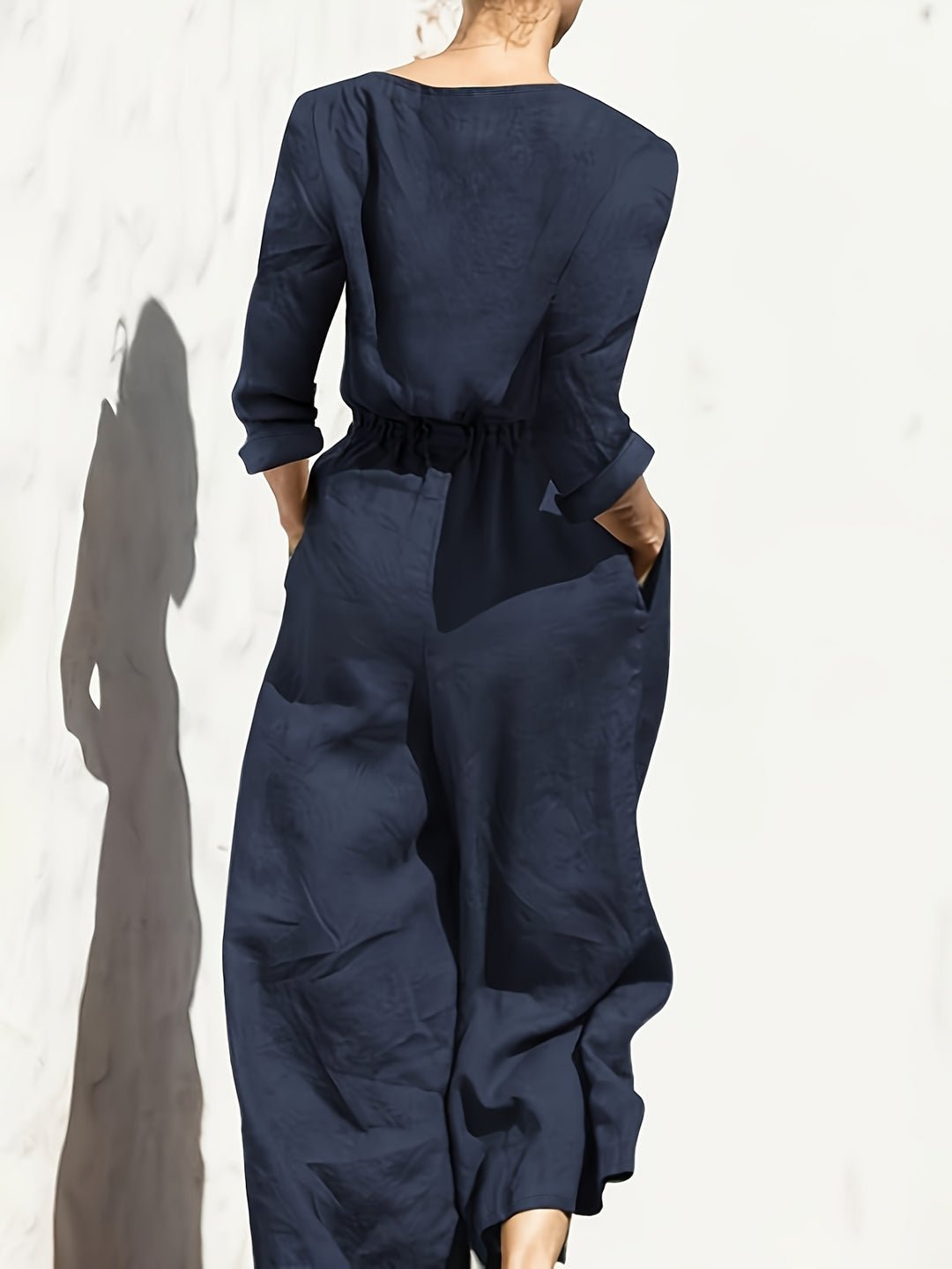 Women's Casual Button Detail Pocket Jumpsuit