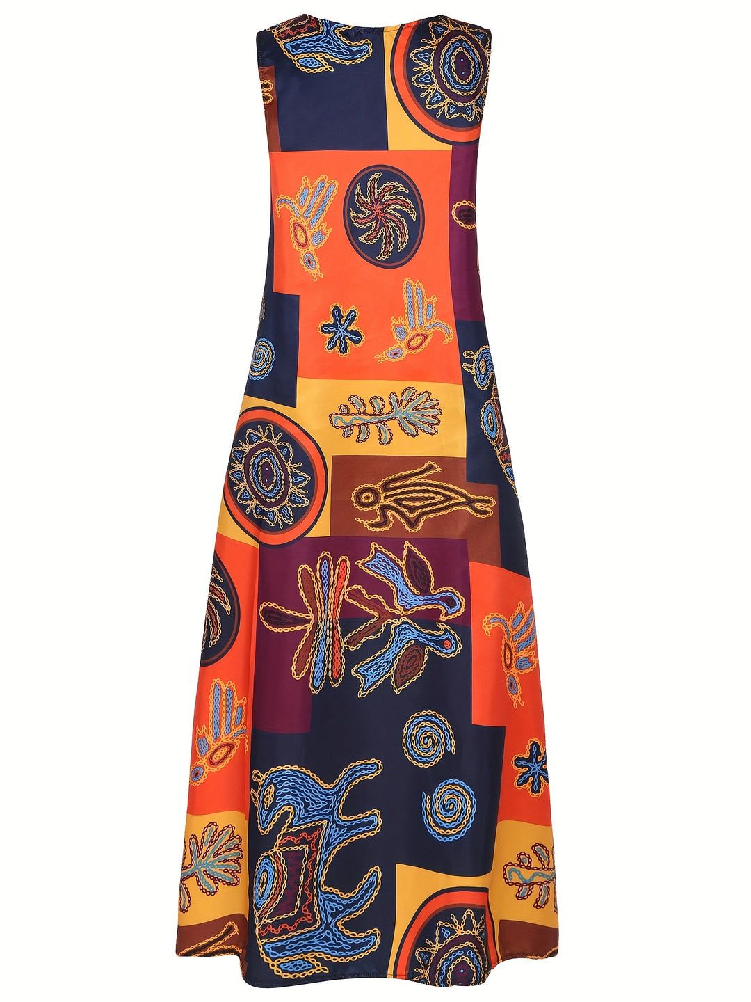 Women's Retro V-Neck Sleeveless A-Line Dress with Pockets