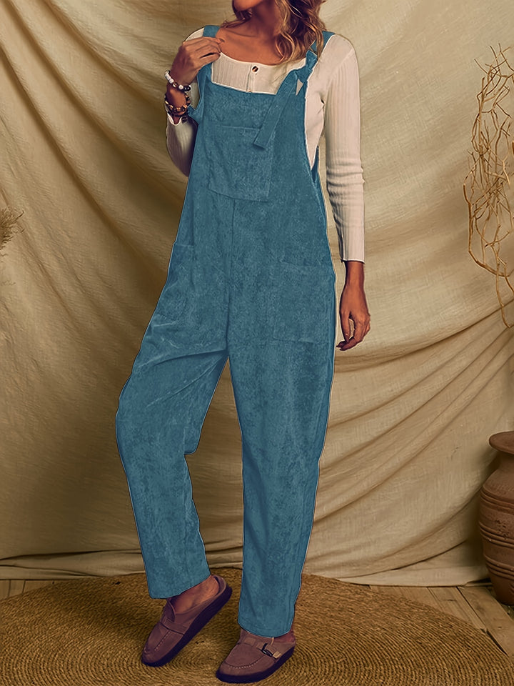 Women'S Loose-Fit Corduroy Overalls with Multiple Pockets