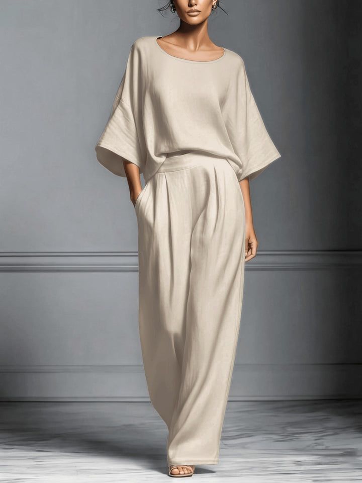 Women's Loose Shirt & Wide-Leg Pants Set