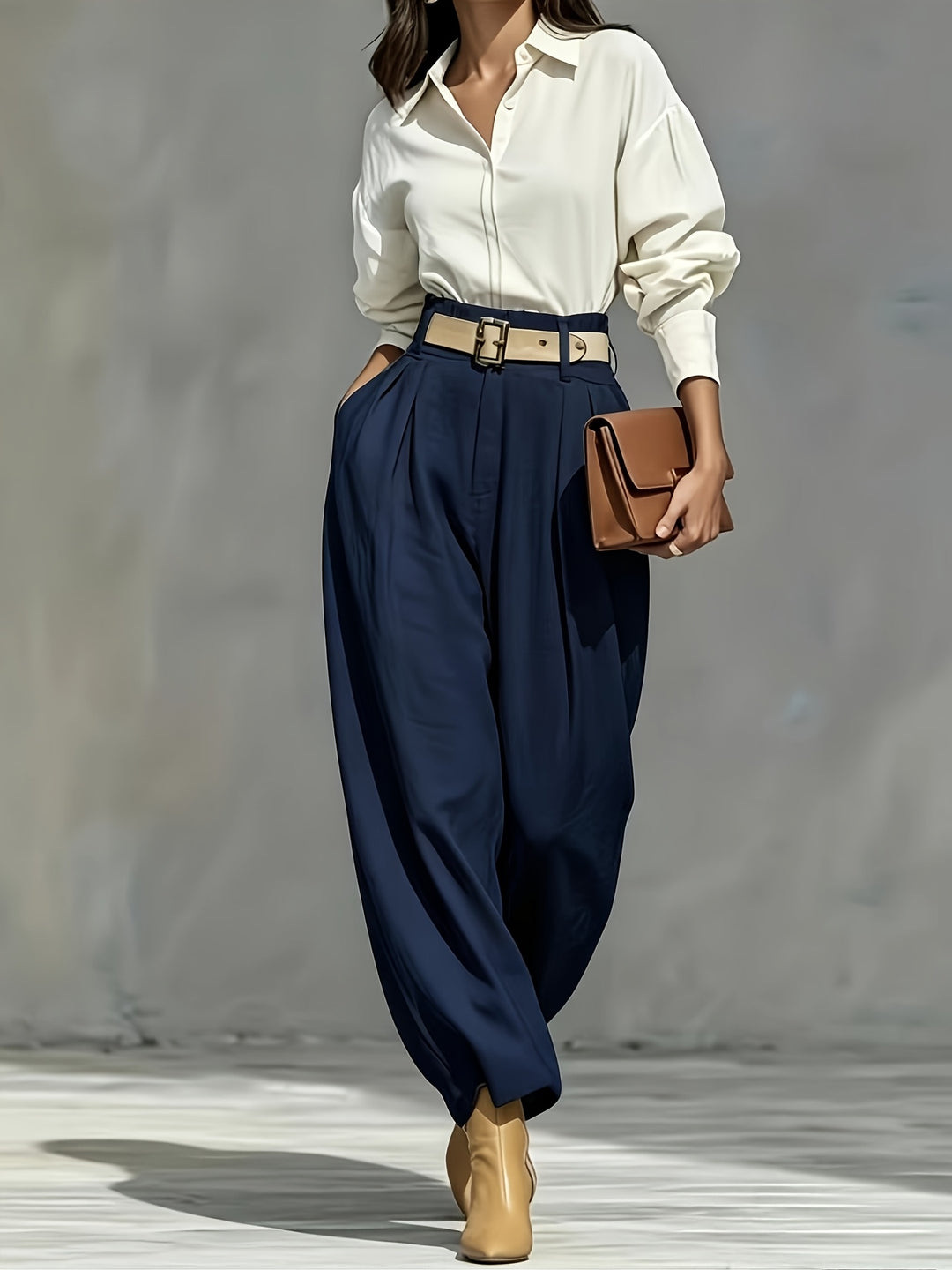 Women's High-Waist Drapey Casual Trousers